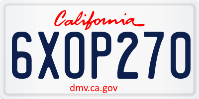CA license plate 6XOP270
