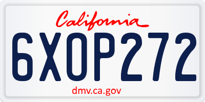 CA license plate 6XOP272