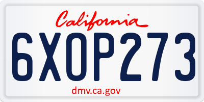 CA license plate 6XOP273
