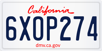 CA license plate 6XOP274