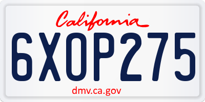 CA license plate 6XOP275