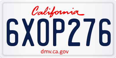 CA license plate 6XOP276