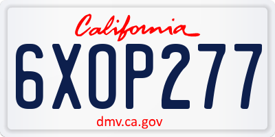CA license plate 6XOP277