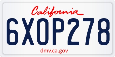 CA license plate 6XOP278
