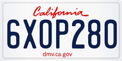 CA license plate 6XOP280