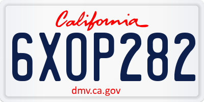 CA license plate 6XOP282