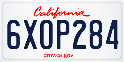 CA license plate 6XOP284