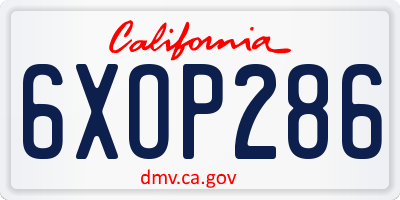 CA license plate 6XOP286