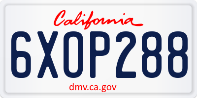 CA license plate 6XOP288