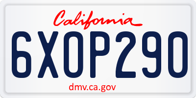 CA license plate 6XOP290