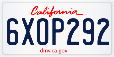 CA license plate 6XOP292