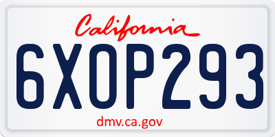 CA license plate 6XOP293
