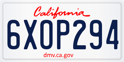 CA license plate 6XOP294