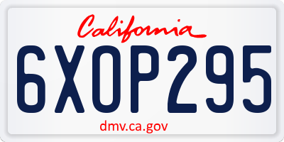 CA license plate 6XOP295