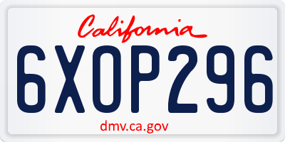 CA license plate 6XOP296