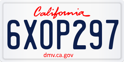 CA license plate 6XOP297