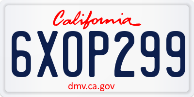 CA license plate 6XOP299