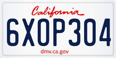 CA license plate 6XOP304
