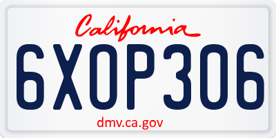 CA license plate 6XOP306