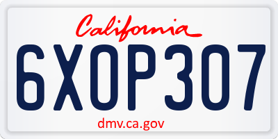 CA license plate 6XOP307