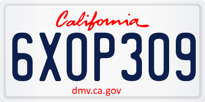 CA license plate 6XOP309
