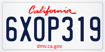 CA license plate 6XOP319