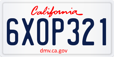 CA license plate 6XOP321