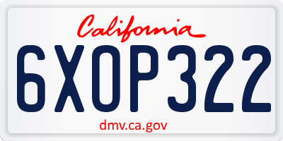 CA license plate 6XOP322