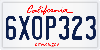 CA license plate 6XOP323