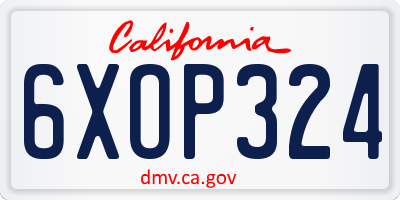 CA license plate 6XOP324