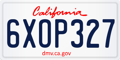 CA license plate 6XOP327