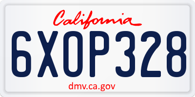 CA license plate 6XOP328