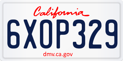 CA license plate 6XOP329
