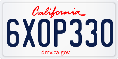 CA license plate 6XOP330