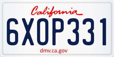 CA license plate 6XOP331