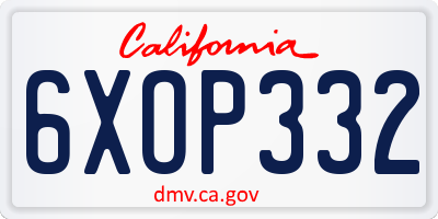 CA license plate 6XOP332
