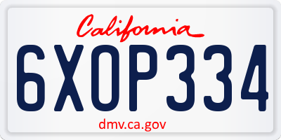 CA license plate 6XOP334