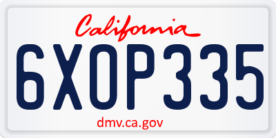 CA license plate 6XOP335