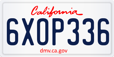 CA license plate 6XOP336
