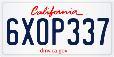 CA license plate 6XOP337