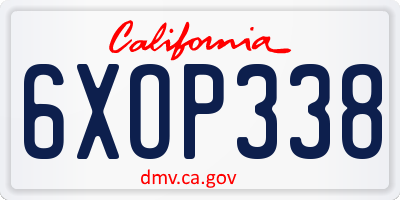 CA license plate 6XOP338