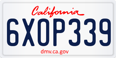 CA license plate 6XOP339
