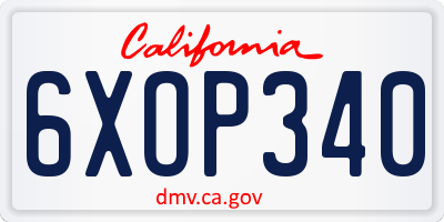 CA license plate 6XOP340