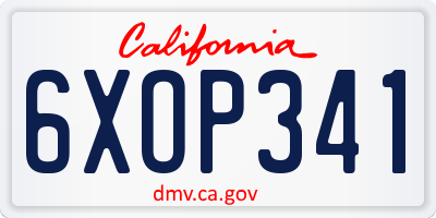CA license plate 6XOP341