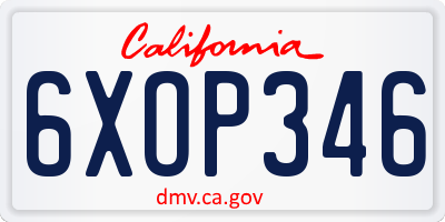 CA license plate 6XOP346