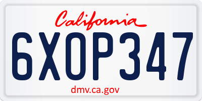 CA license plate 6XOP347