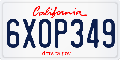 CA license plate 6XOP349