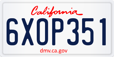 CA license plate 6XOP351