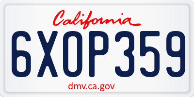 CA license plate 6XOP359