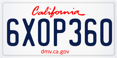 CA license plate 6XOP360